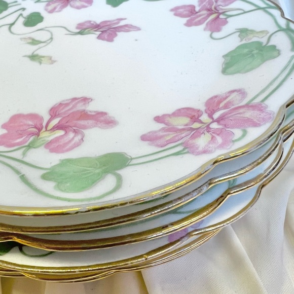 Antique L. Bernardaud & Co Limoges French White and Pink Floral Plates - Picture 4 of 13